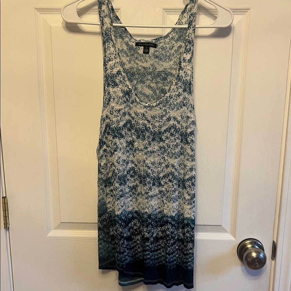 Blue and White Sleeveless Top